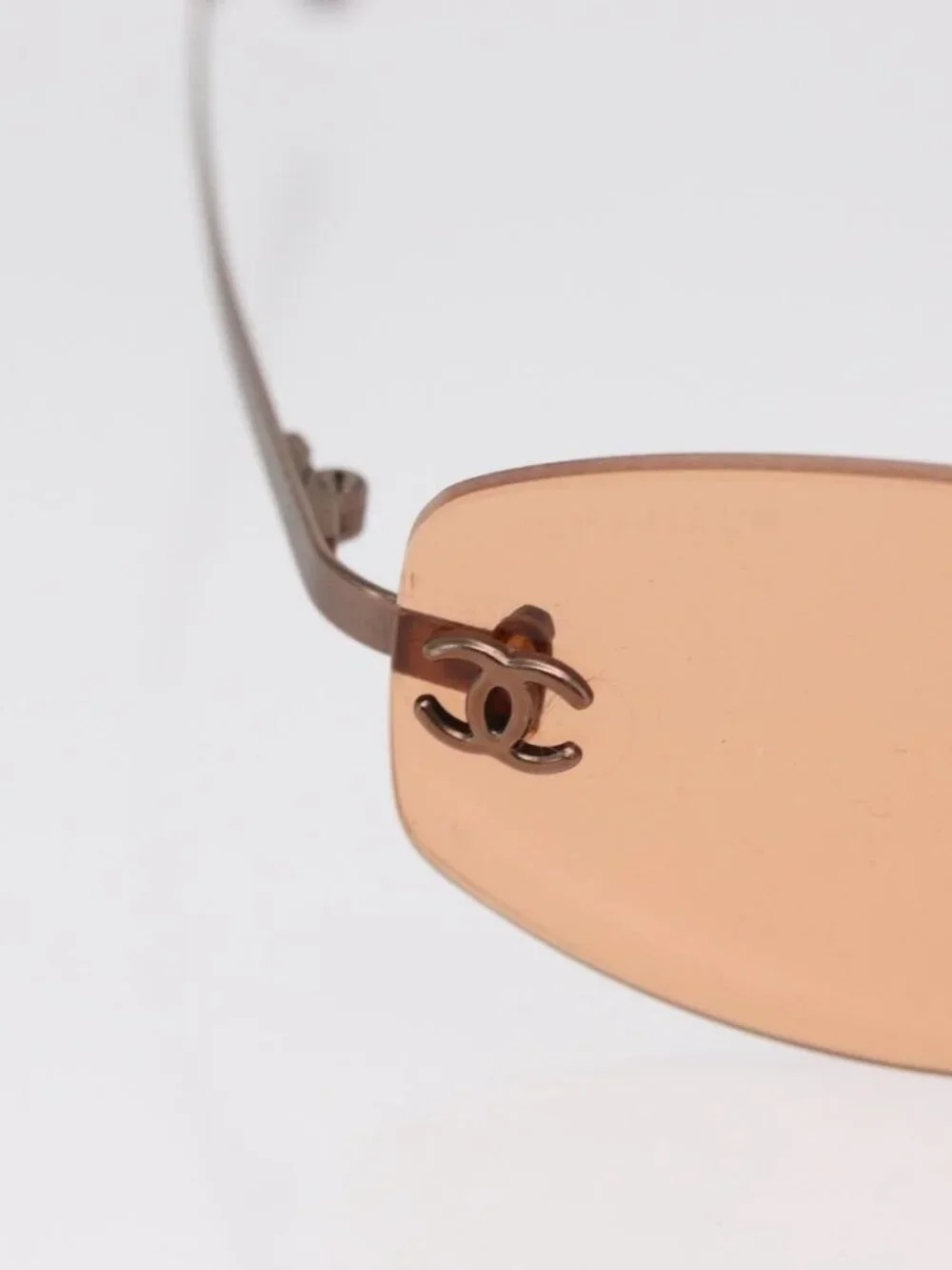 CHANEL Sunglasses metal Orange CC Auth ka2083